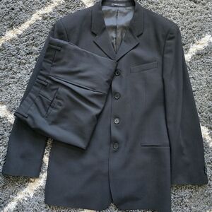 Emporio Armani Italy Black Wool Long Sleeve 2 Piece Mens Suit Pant Set Size 42R